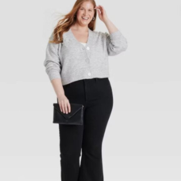 Ava & Viv Heather Gray Embellished Cardigan  NWT size 3X - Picture 2 of 5